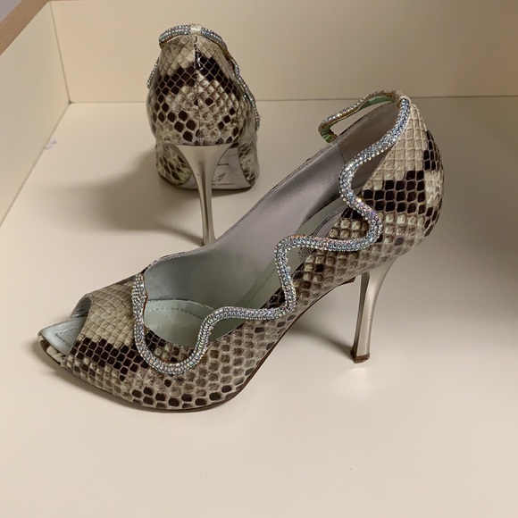Rene Caovilla python peep toe pump crystals 39 - Picture 2 of 8